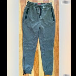 RC31 MENS SKINNY FIT MOTO STYLE JOGGERS ATHLETIC PANTS SWEATS GRAY M